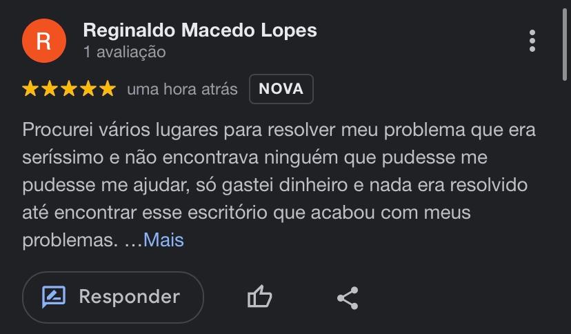 Avaliação de cliente