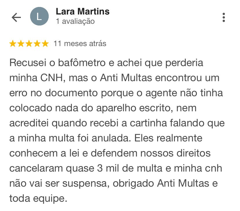Avaliação de cliente