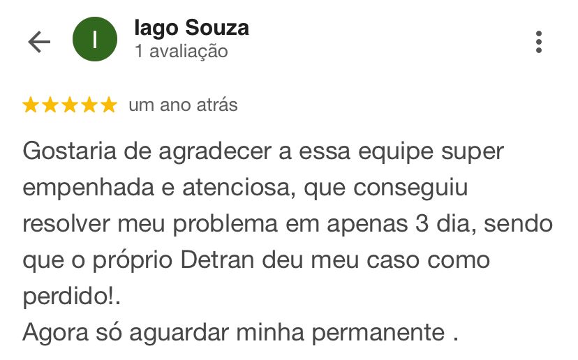 Avaliação de cliente