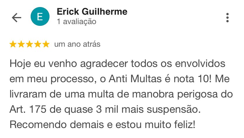 Avaliação de cliente